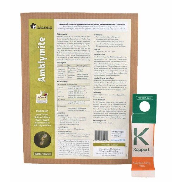 Amblymite (4301-0) - 10 Tütchen geg. Weichhautmilben, Thripse & Weiße Fliege