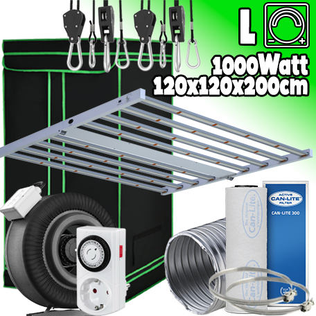 LED GROWBOX SET GP120 - 120x120x200cm - sunLIGHT 1000W
