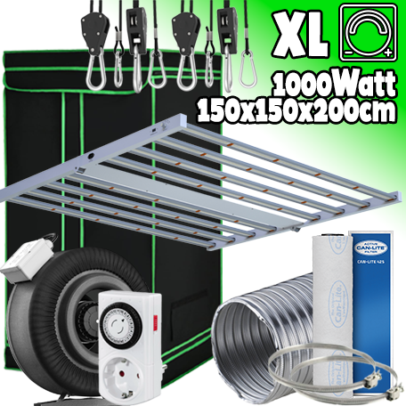 LED GROWBOX SET GP150 - 150x150x200cm - sunLIGHT 1000W