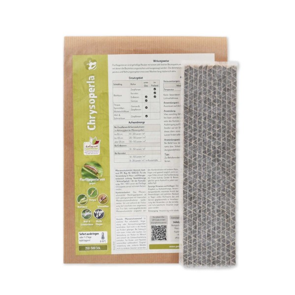 Florfliegenlarven - Chrysoperla (4282-0) - Kartonstreifen geg. Blattlaus, Spinnmilbe & Thripse