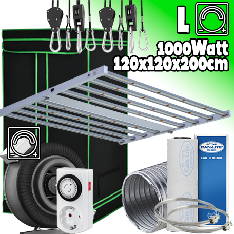 LED GROWBOX SET "SPEED" - 120x120x200cm - sunLIGHT 1000W