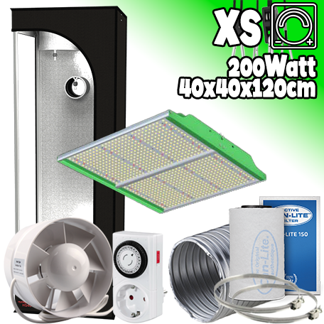 LED GROWBOX SET HS40 - 40x40x120cm - "SUN FORCE 2.0" 200W