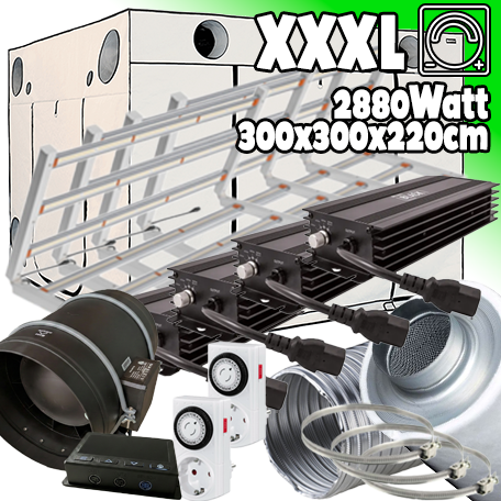 LED GROWBOX SET AQ300+ - 300x300x220cm - 4x sunLIGHT 720W HYPER