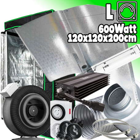GROWBOX SET „Black Friday“ GP120-L – 600W – 120×120×200 cm – Digital