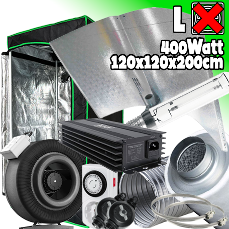GROWBOX SET „Black Friday“ GP120-M – 400W – 120×120×200 cm – Analog