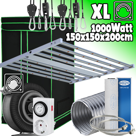 LED GROWBOX SET "SPEED" - 150x150x200cm - sunLIGHT 1000W