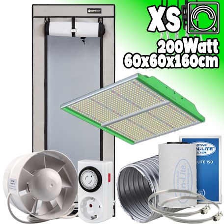 LED GROWBOX SET AQ60+ - 60x60x160cm - "SUN FORCE 2.0" - 200W