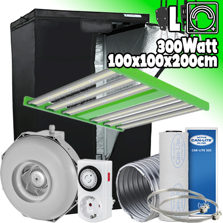 LED GROWBOX SET HL100 - 100x100x200cm - "ECO FORCE 2.0" 300W