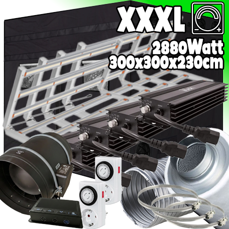 LED GROWBOX SET GP300+ - 300x300x230cm - 4x sunLIGHT 720W HYPER