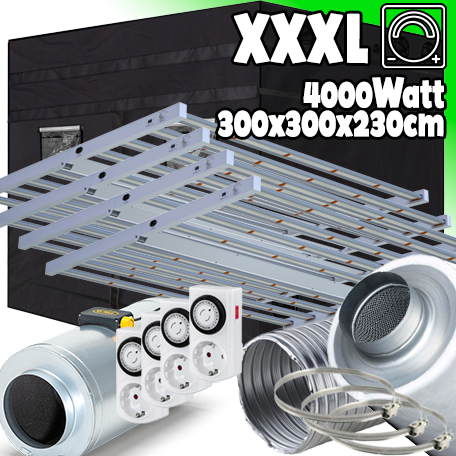 LED GROWBOX SET GP300+ - 300x300x230cm - 4x sunLIGHT 1000W Q-Max