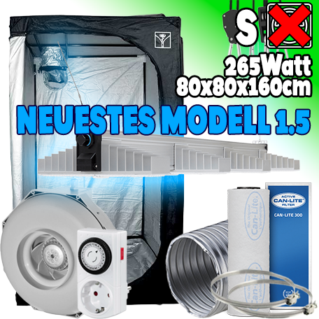 LED GROWBOX SET CULTI80 - 80x80x160cm - "Sanlight EVO 4 (80) 1.5" - 265W